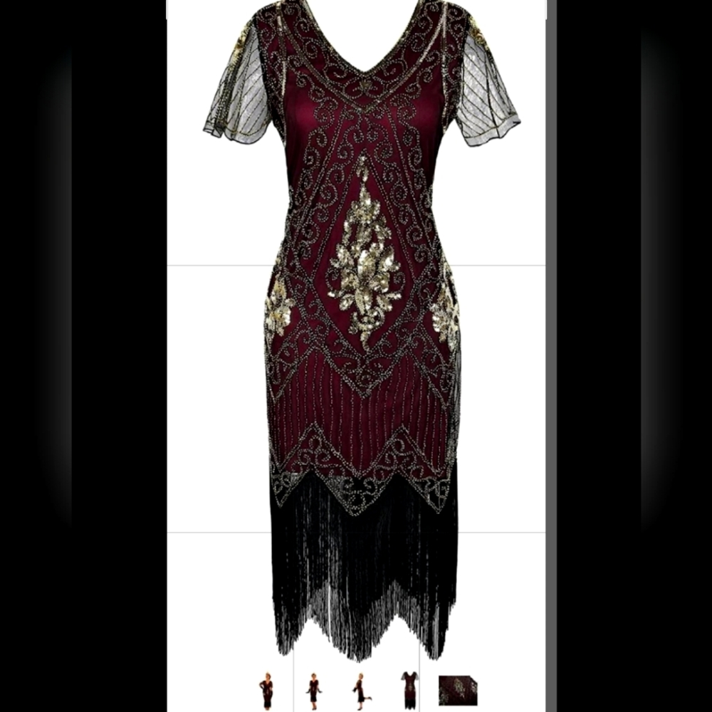 Gorgeous dress, size xl burgundy with bling!
